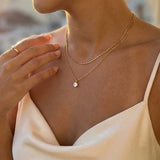 Gold Hara Layered Gold Tone Solitaire Pendant