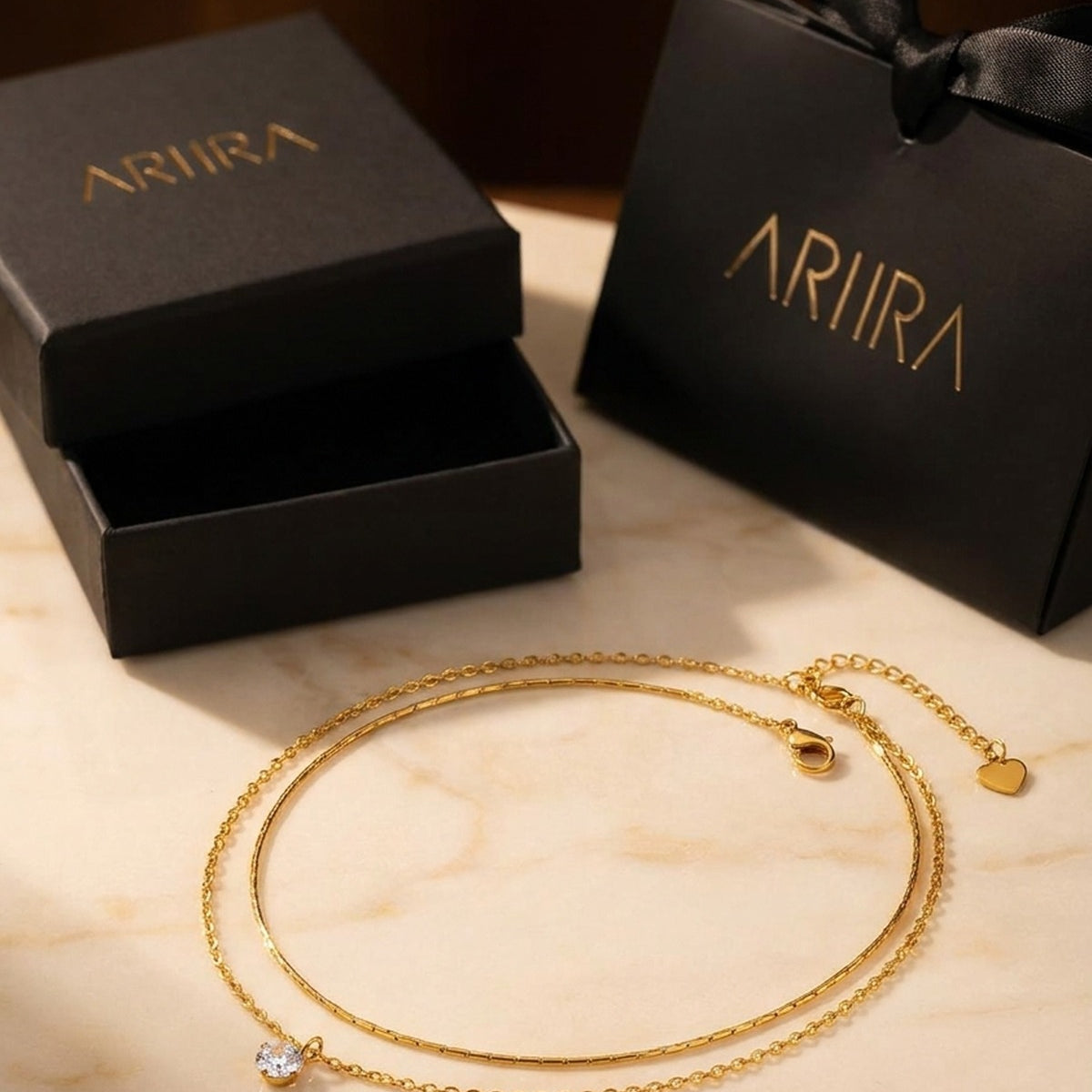 Gold Hara Layered Gold Tone Solitaire Pendant