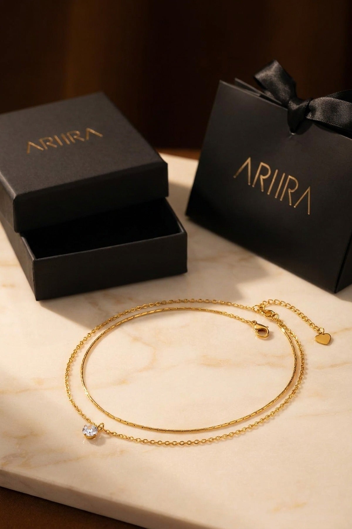 Gold Hara Layered Gold Tone Solitaire Pendant