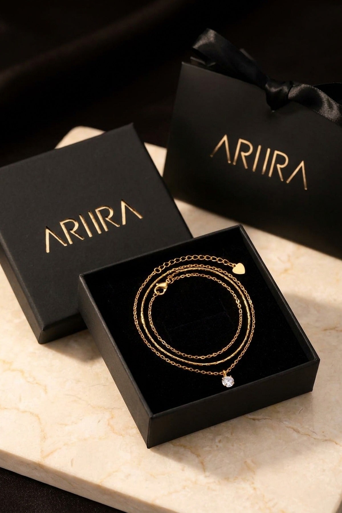 Gold Hara Layered Gold Tone Solitaire Pendant