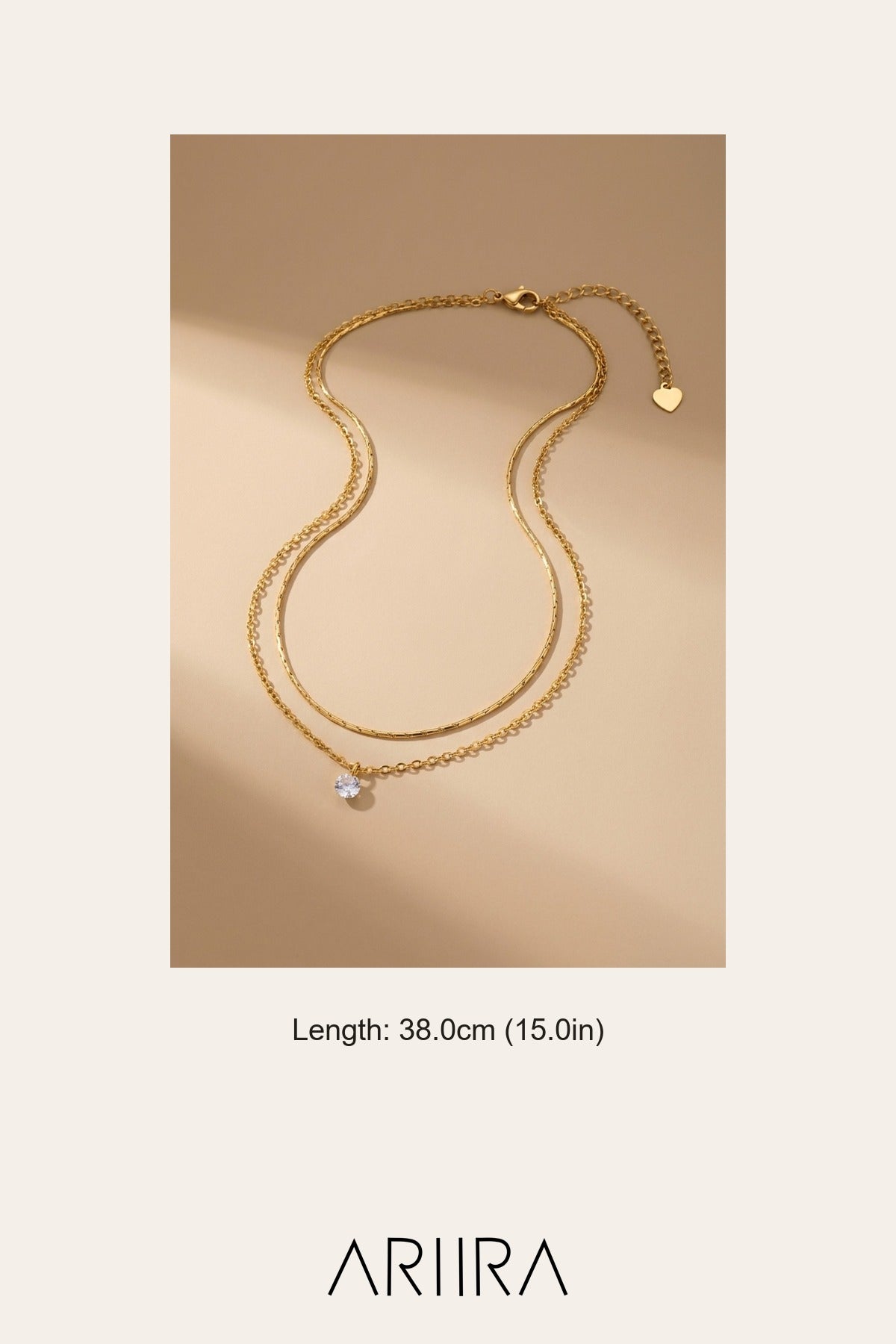 Gold Hara Layered Gold Tone Solitaire Pendant