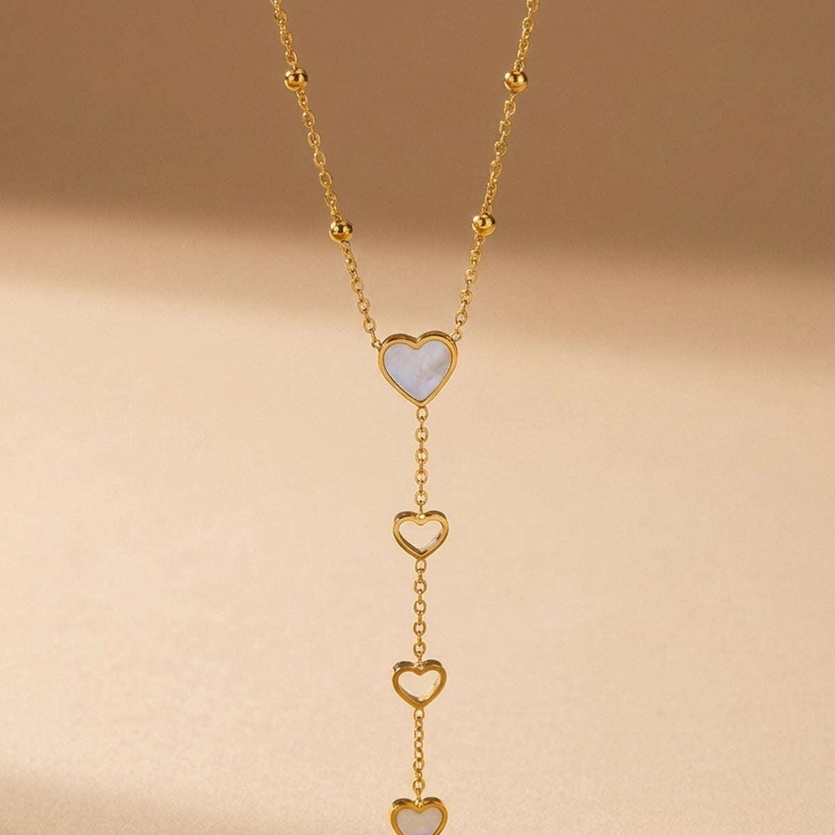 gold Indra Gold Tone Cascading Hearts Lariat
