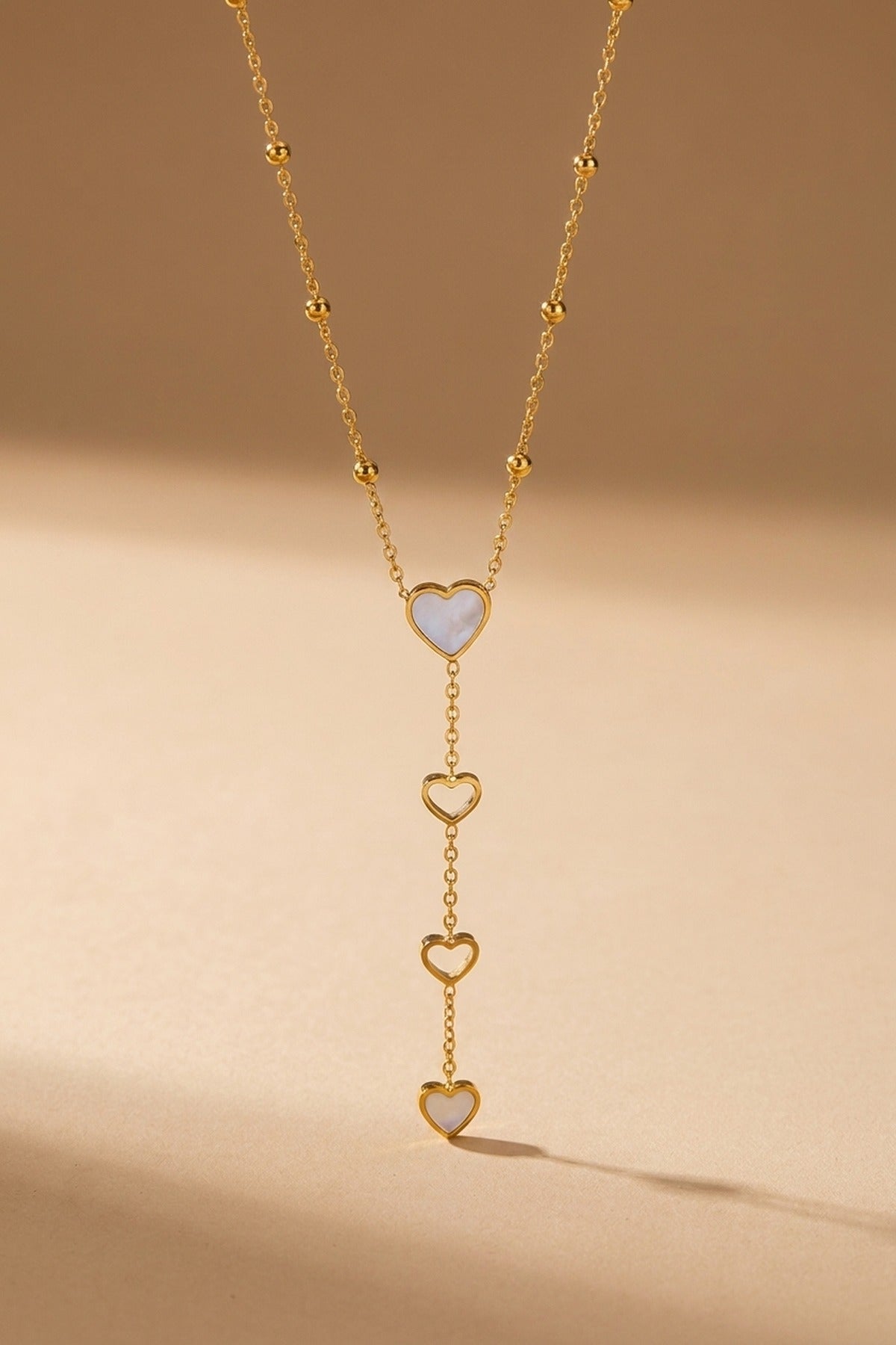gold Indra Gold Tone Cascading Hearts Lariat