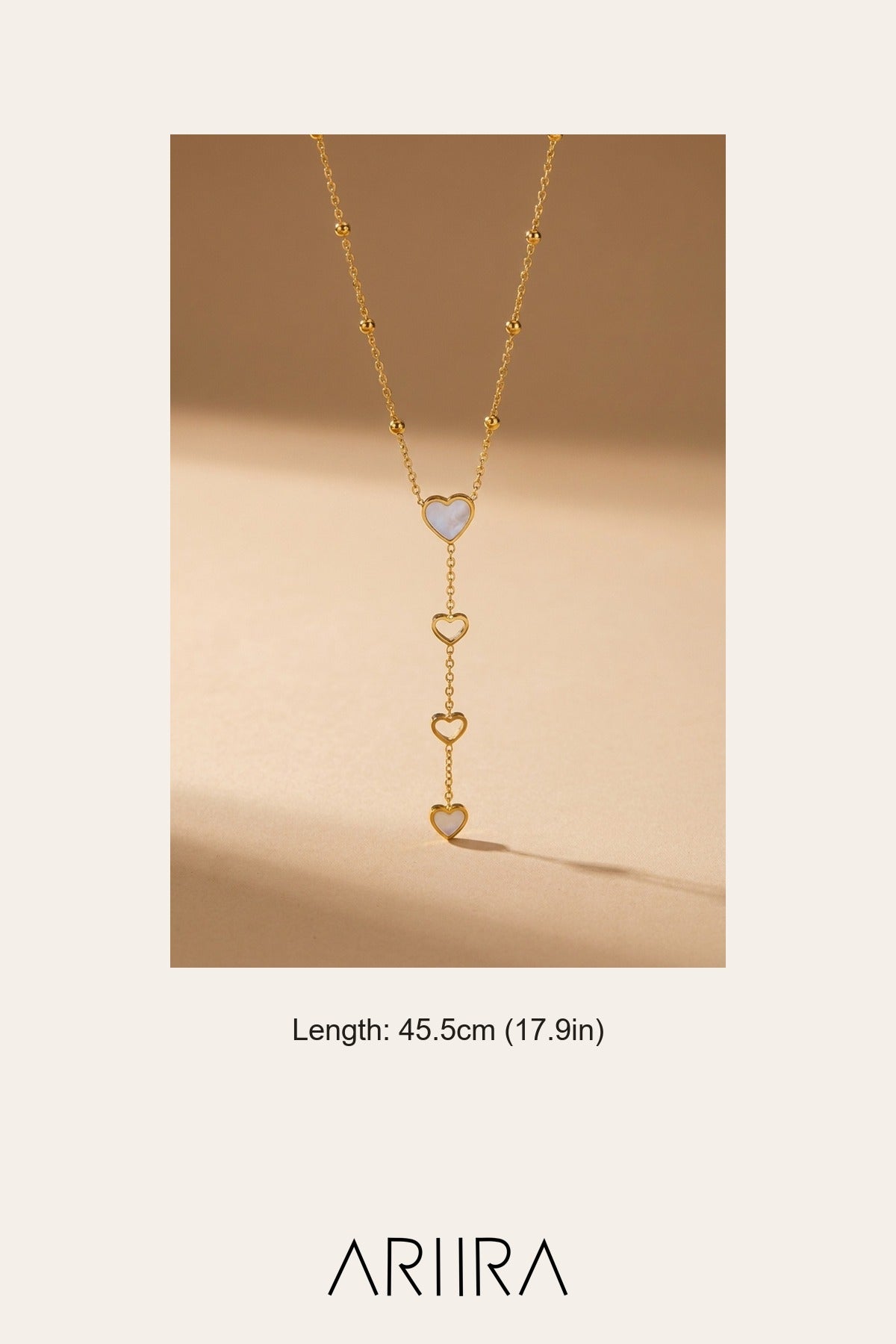 gold Indra Gold Tone Cascading Hearts Lariat