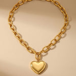 Gold Jaya Chunky Link Heart Pendant Necklace