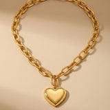 Gold Jaya Chunky Link Heart Pendant Necklace