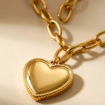 Gold Jaya Chunky Link Heart Pendant Necklace
