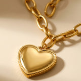 Gold Jaya Chunky Link Heart Pendant Necklace