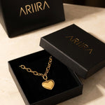Gold Jaya Chunky Link Heart Pendant Necklace