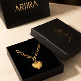 Gold Jaya Chunky Link Heart Pendant Necklace