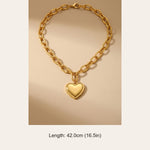 Gold Jaya Chunky Link Heart Pendant Necklace