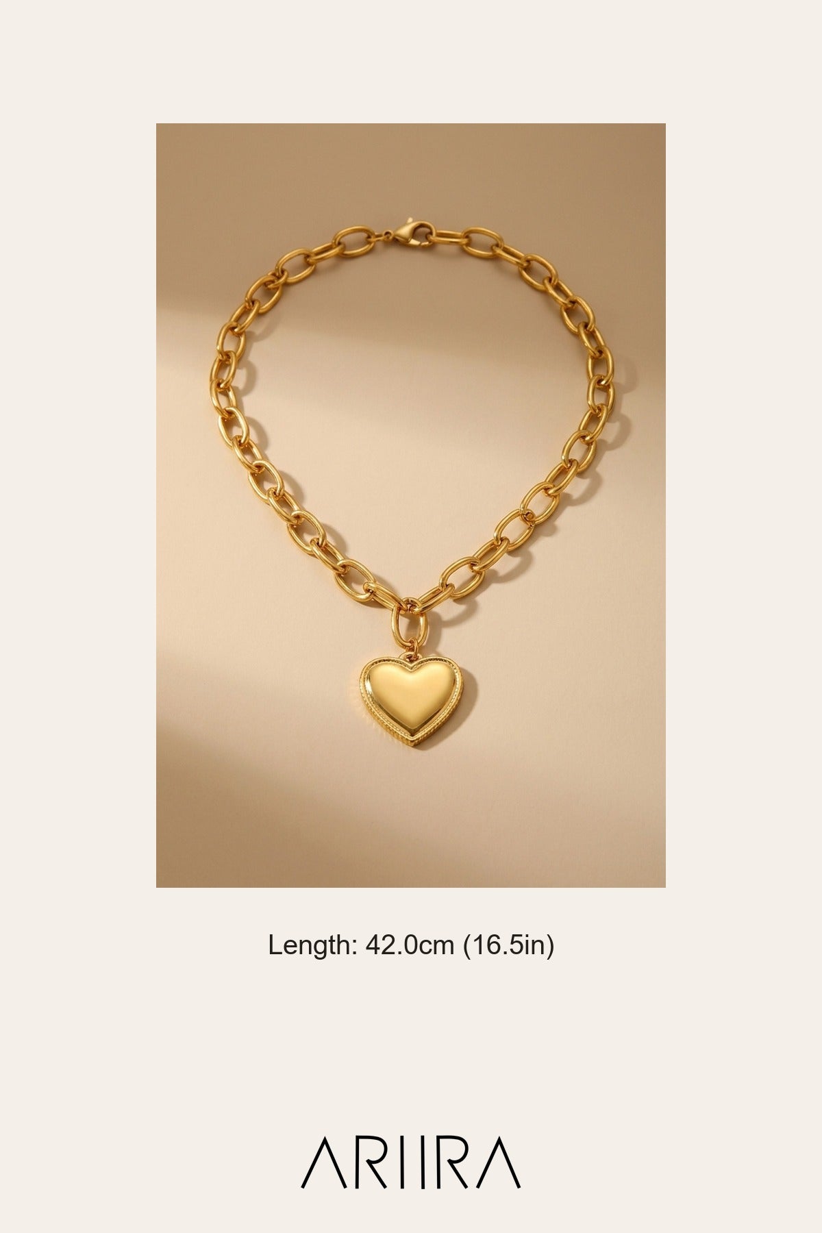 Gold Jaya Chunky Link Heart Pendant Necklace