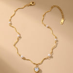 Gold Magnolia Wavy Chain Pearl