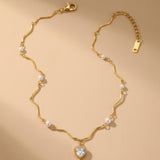 Gold Magnolia Wavy Chain Pearl