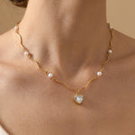 Gold Magnolia Wavy Chain Pearl