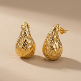 Gold Marigold Hammered Gold Tone Teardrop Studs