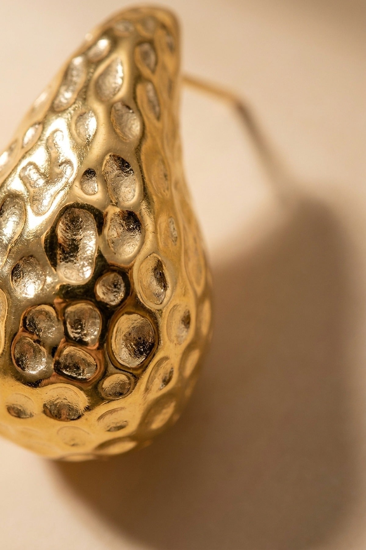 Gold Marigold Hammered Gold Tone Teardrop Studs
