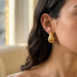 Gold Marigold Hammered Gold Tone Teardrop Studs