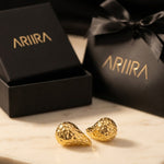 Gold Marigold Hammered Gold Tone Teardrop Studs
