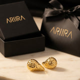 Gold Marigold Hammered Gold Tone Teardrop Studs