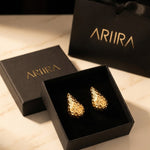 Gold Marigold Hammered Gold Tone Teardrop Studs