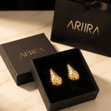 Gold Marigold Hammered Gold Tone Teardrop Studs