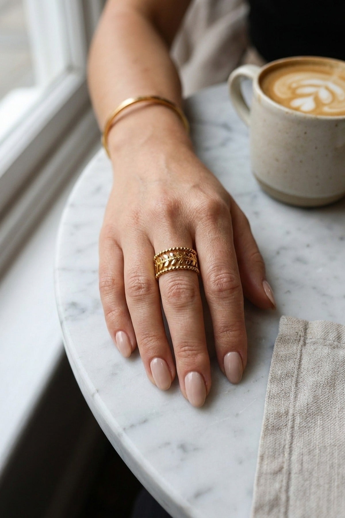 Gold Meadow Gold Tone Open Leaf Band
