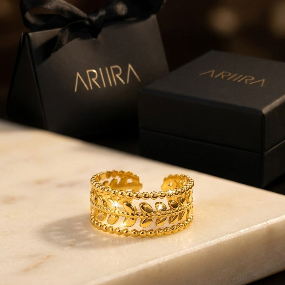 Gold Meadow Gold Tone Open Leaf Band