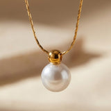 Gold Oona Gold Tone Single Pearl Pendant