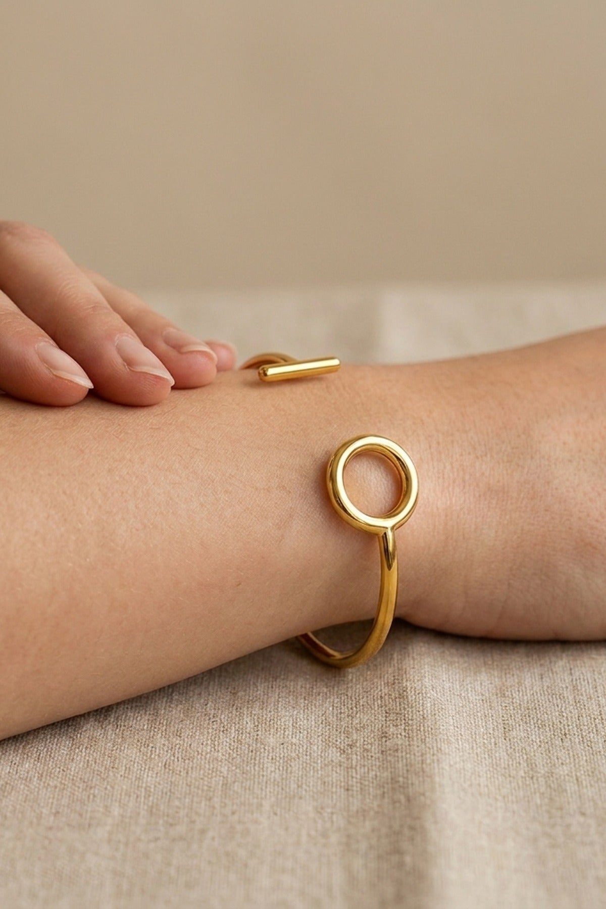 Gold Ottilie Geometric Toggle Cuff Bracelet