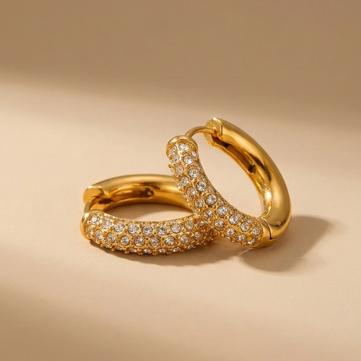 Gold Plum Gold Tone Chunky Pavé Hoop