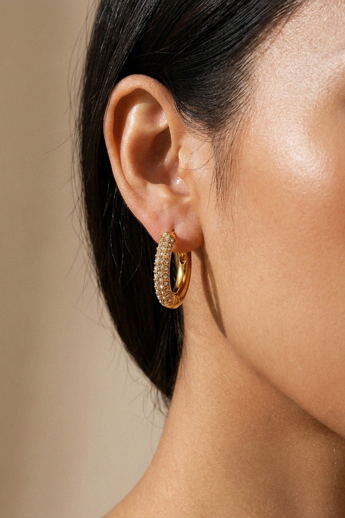 Gold Plum Gold Tone Chunky Pavé Hoop