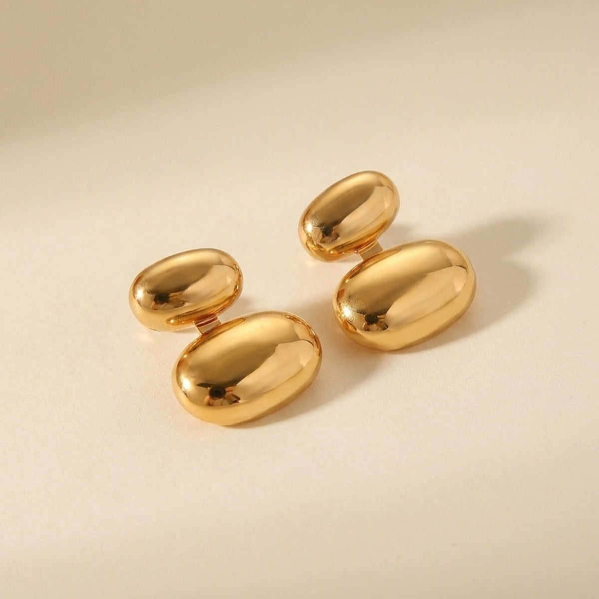 gold Reena Gold Tone Double Oval Huggie