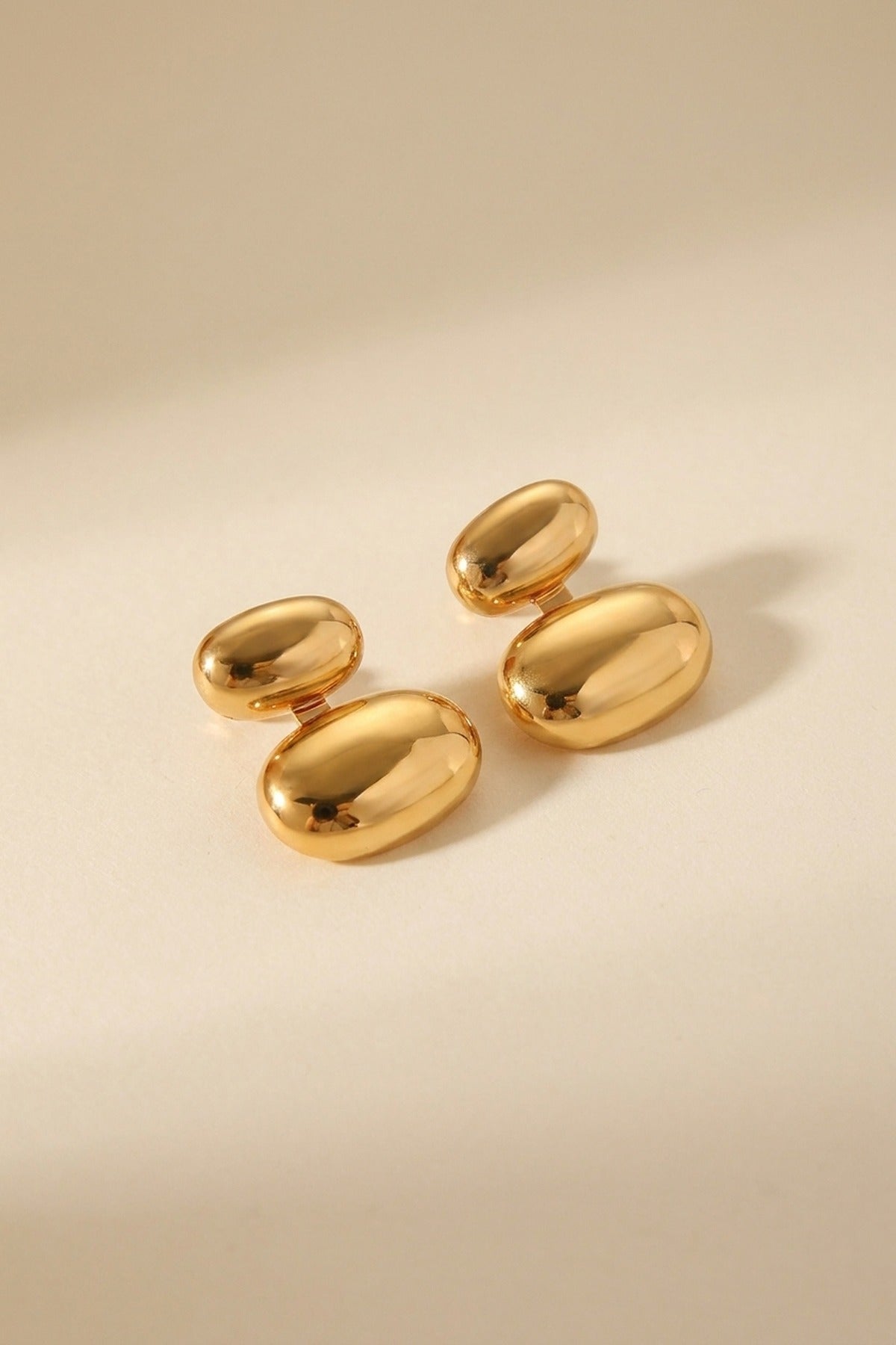 gold Reena Gold Tone Double Oval Huggie