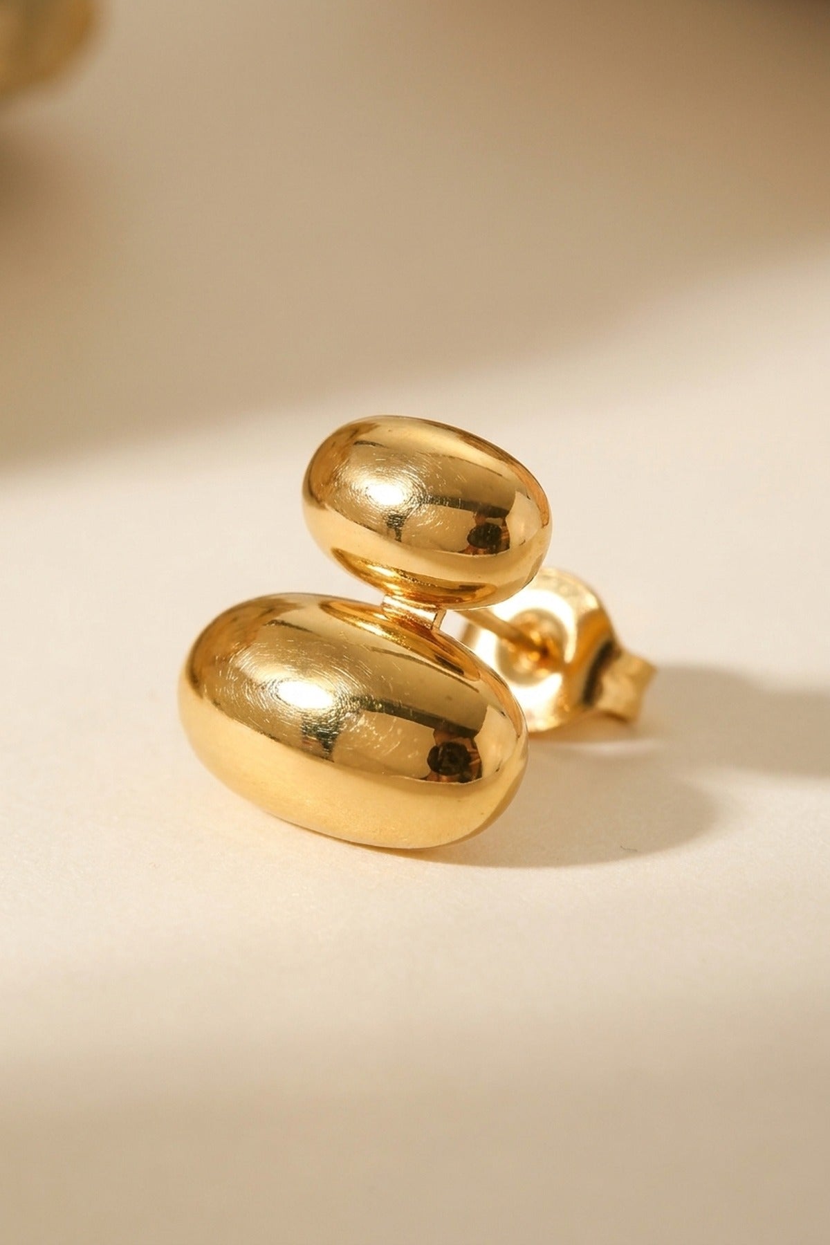 gold Reena Gold Tone Double Oval Huggie