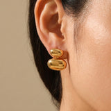 gold Reena Gold Tone Double Oval Huggie