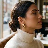 gold Reena Gold Tone Double Oval Huggie