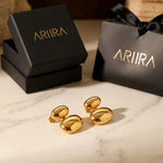 gold Reena Gold Tone Double Oval Huggie