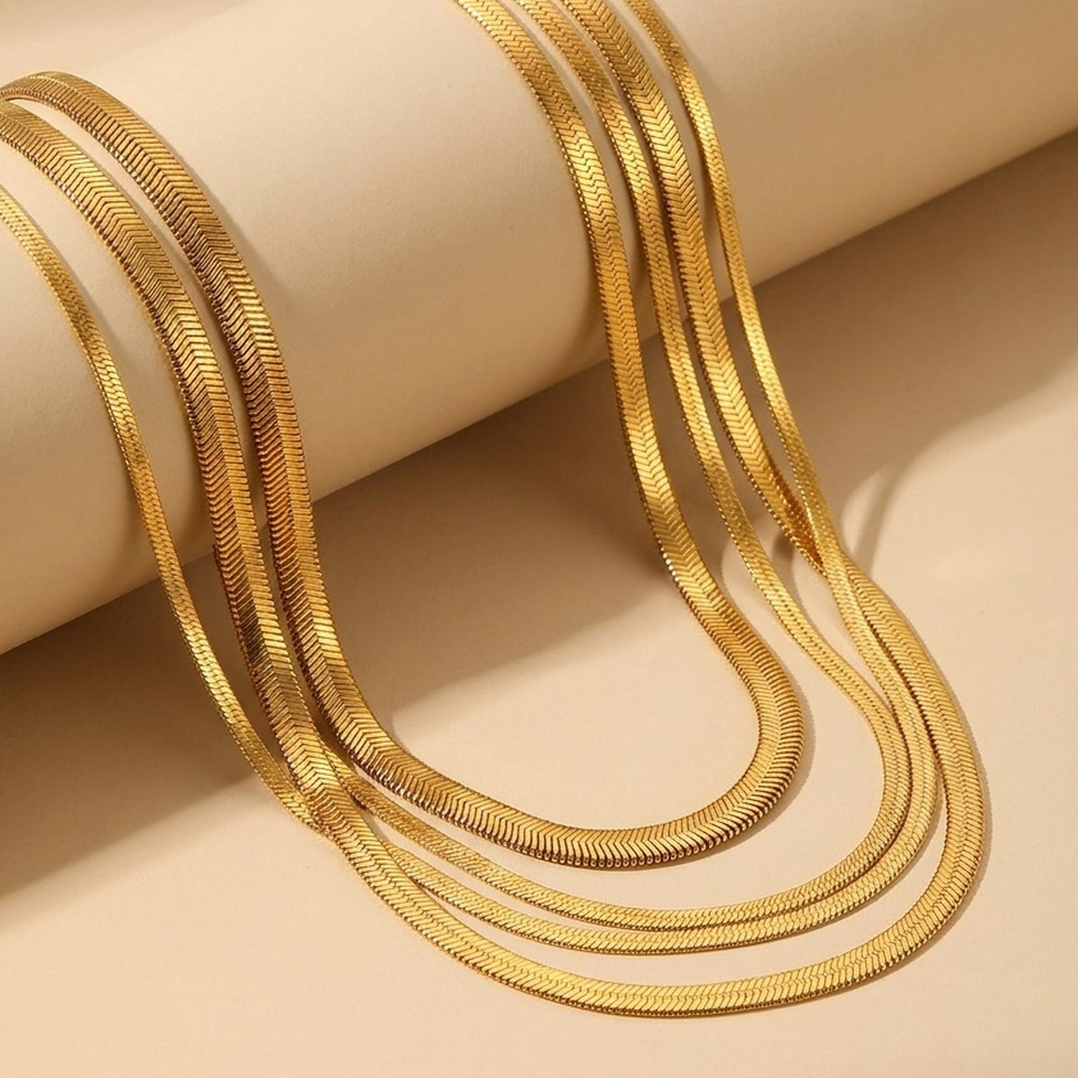 gold Rey Gold Tone Flat Snake Chain