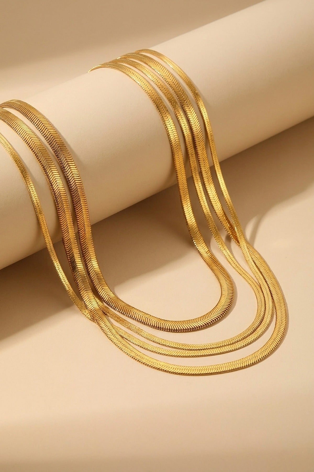 gold Rey Gold Tone Flat Snake Chain