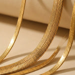 gold Rey Gold Tone Flat Snake Chain