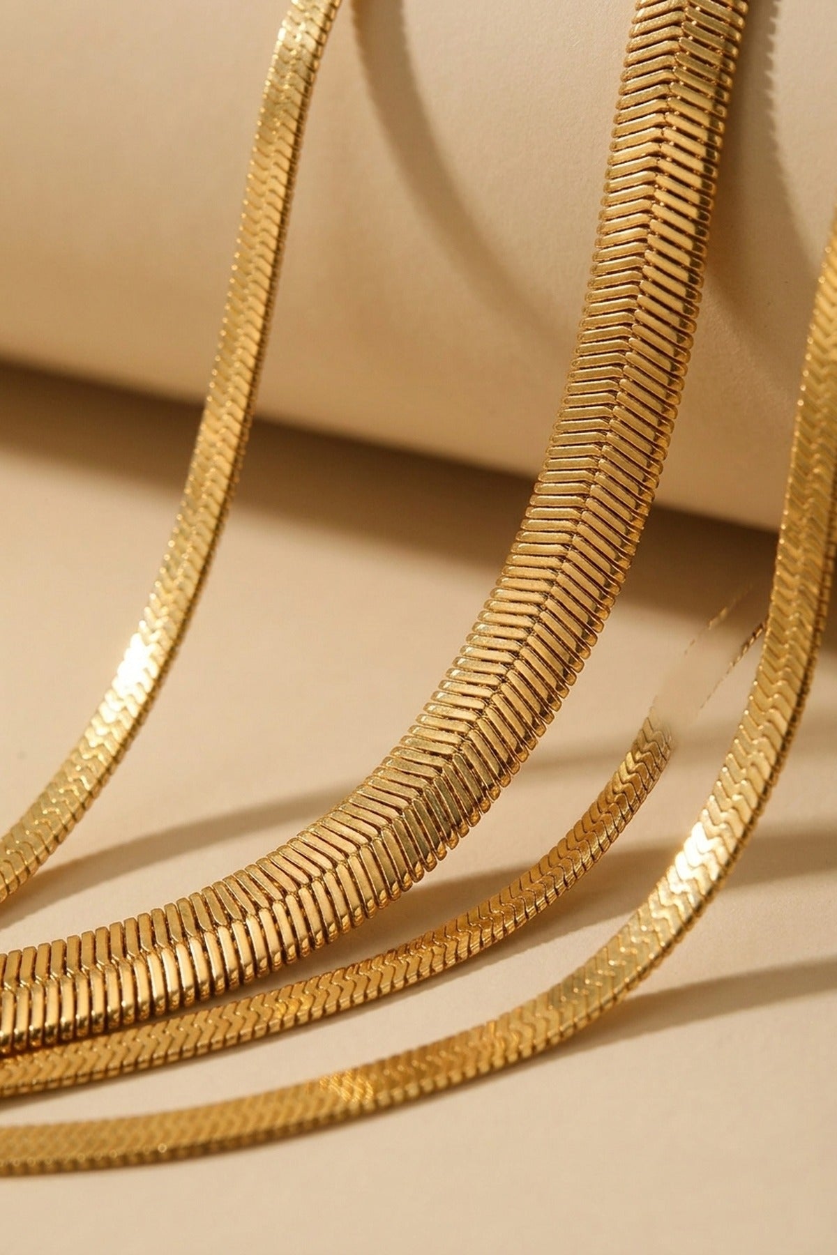 gold Rey Gold Tone Flat Snake Chain