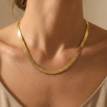 gold Rey Gold Tone Flat Snake Chain