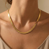 gold Rey Gold Tone Flat Snake Chain
