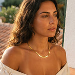 gold Rey Gold Tone Flat Snake Chain