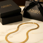 gold Rey Gold Tone Flat Snake Chain