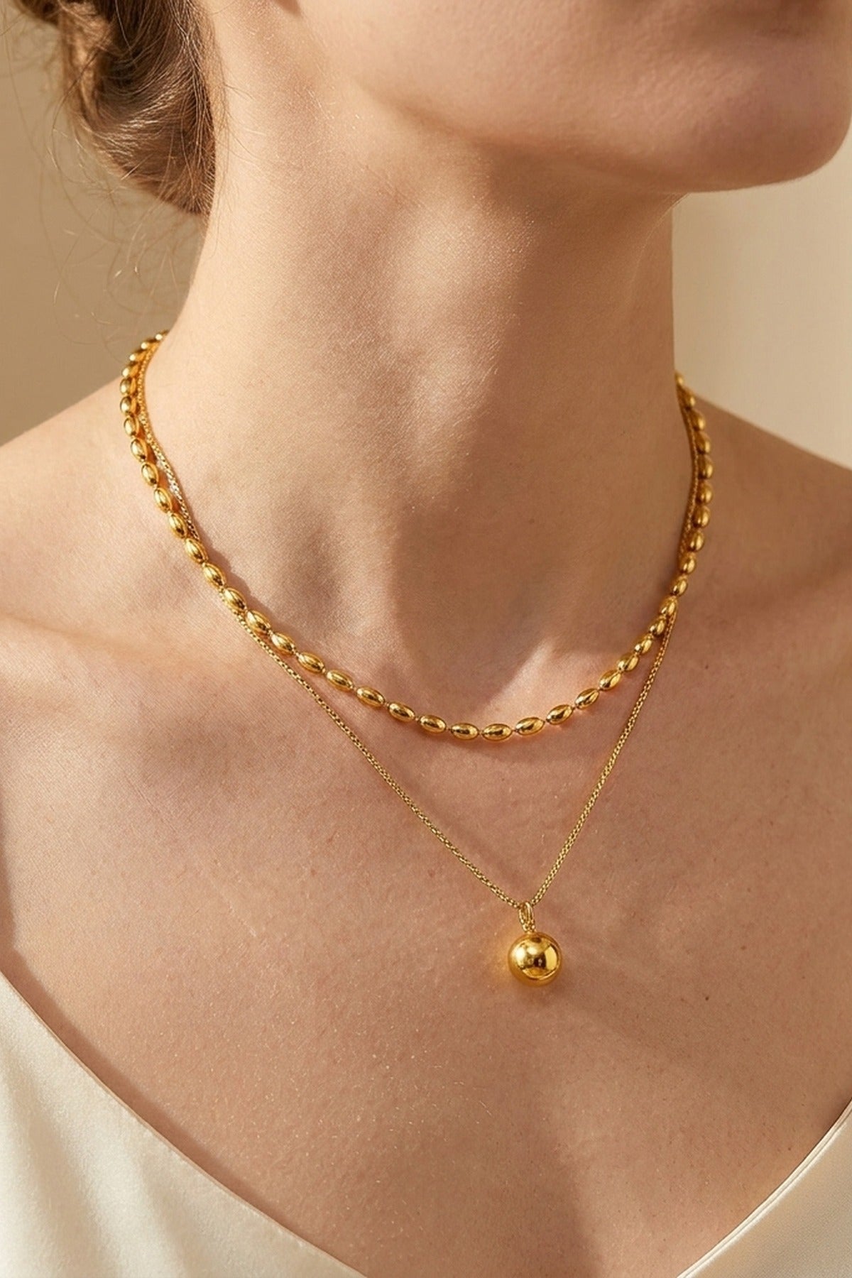 gold Sable Layered Gold Tone Bead