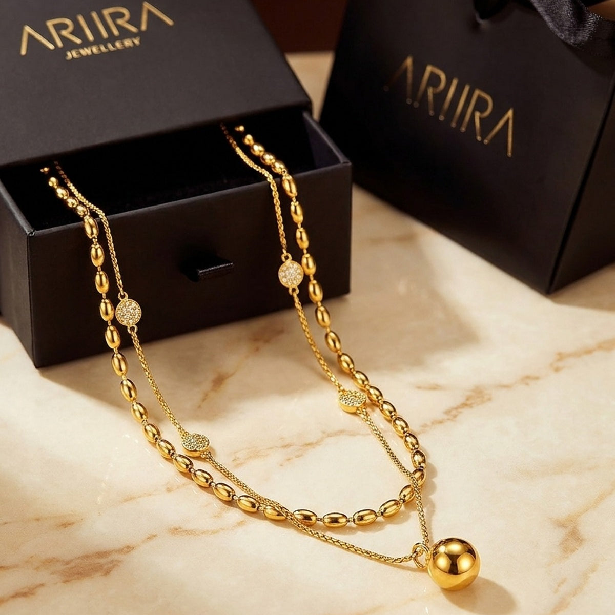 gold Sable Layered Gold Tone Bead