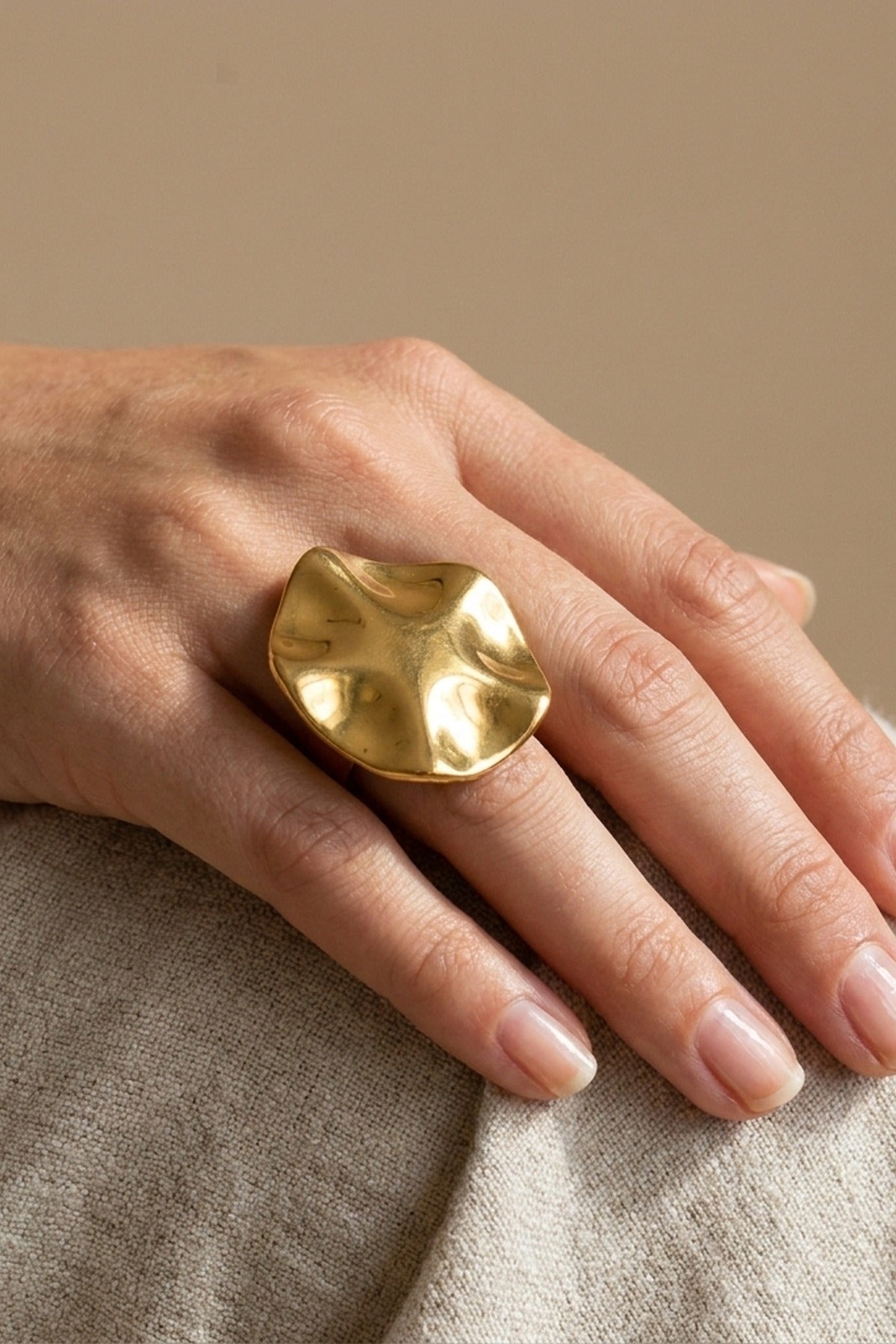 gold Sunny Gold Tone Abstract Wavy Statement