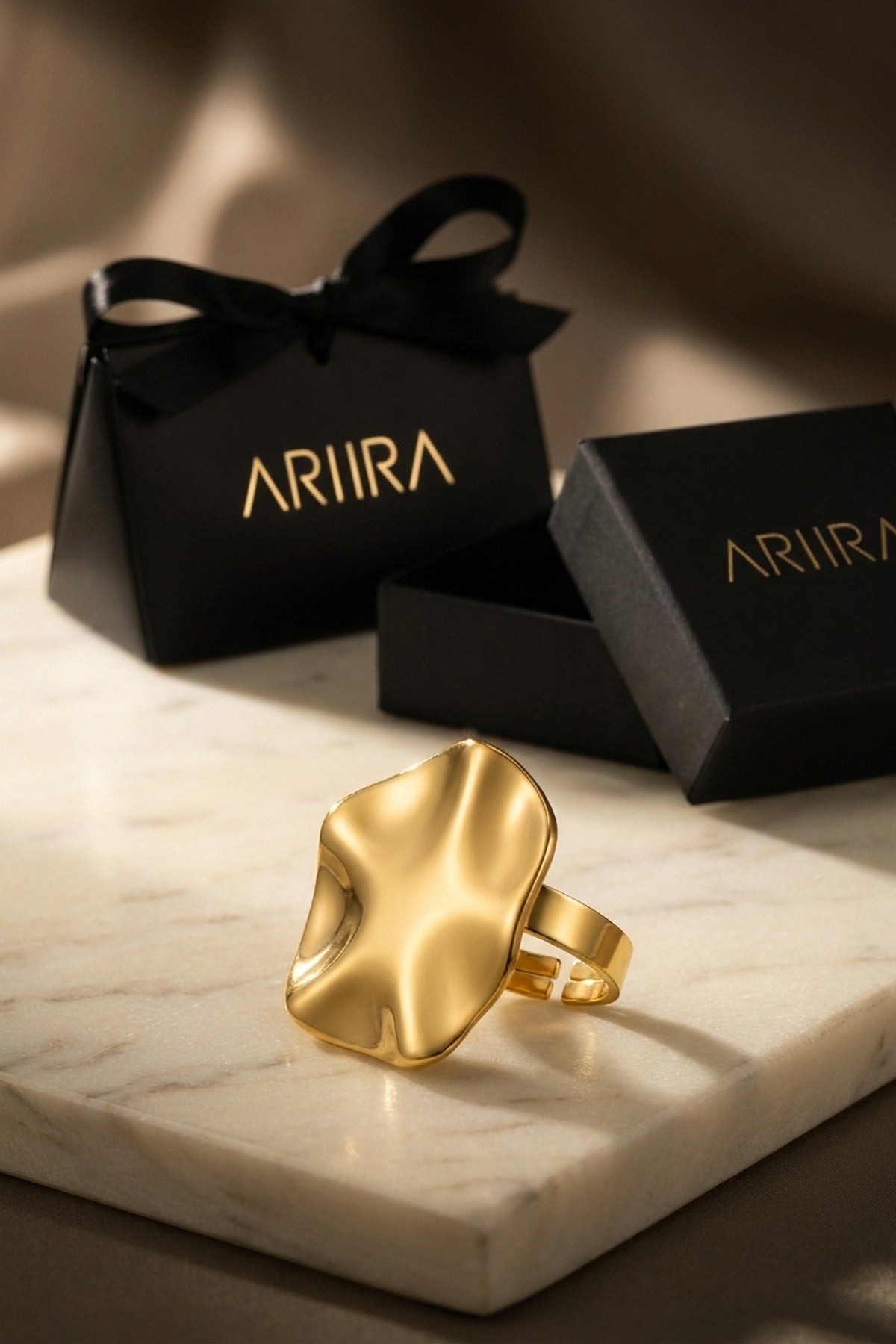 gold Sunny Gold Tone Abstract Wavy Statement